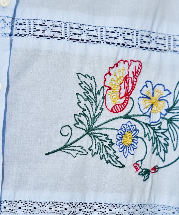 印度 拼接刺繡 長袖襯衫