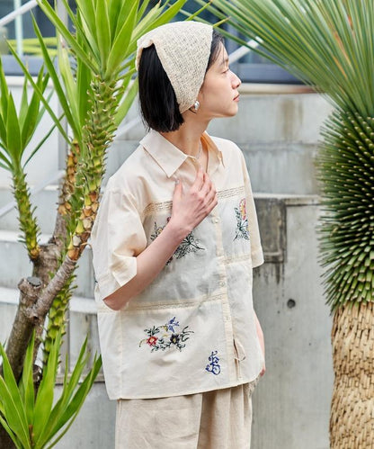 印度 拼接刺繡 長袖襯衫