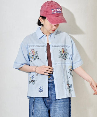 印度 拼接刺繡 長袖襯衫