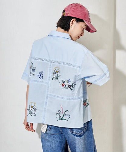 印度 拼接刺繡 長袖襯衫