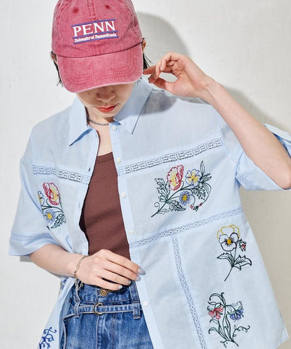 印度 拼接刺繡 長袖襯衫