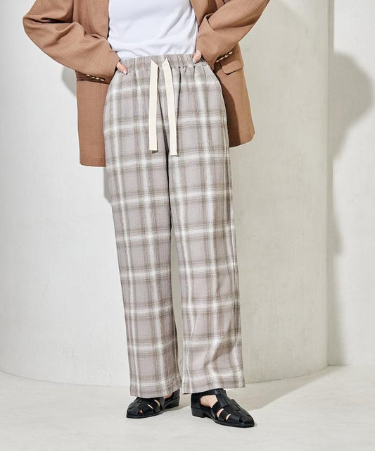 可成套搭配 格紋 紗織棉質 休閒褲