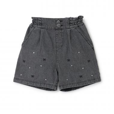 蝴蝶結刺繡水鑽短褲