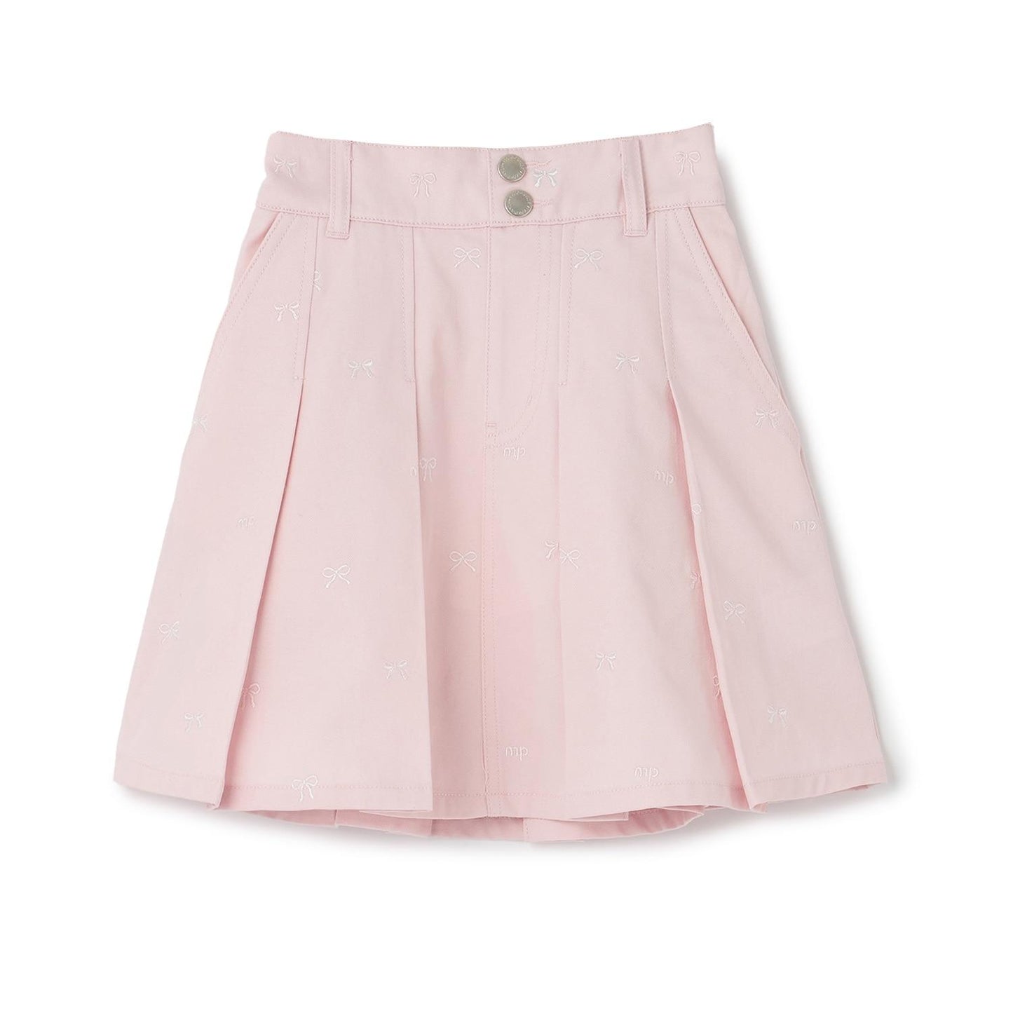 蝴蝶結刺繡花卉圖案 折褶 裙褲