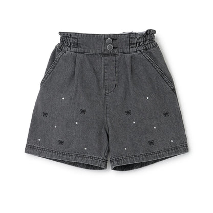 蝴蝶結刺繡水鑽短褲