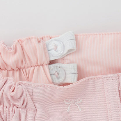 蝴蝶結刺繡花卉圖案 折褶 裙褲