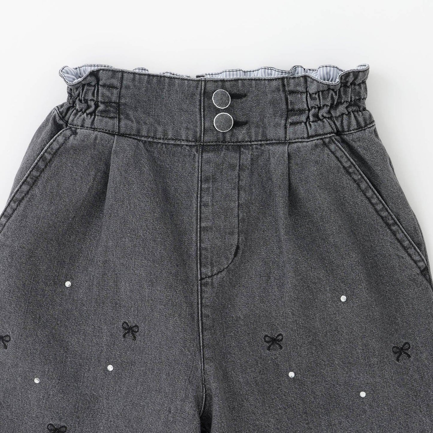 蝴蝶結刺繡水鑽短褲