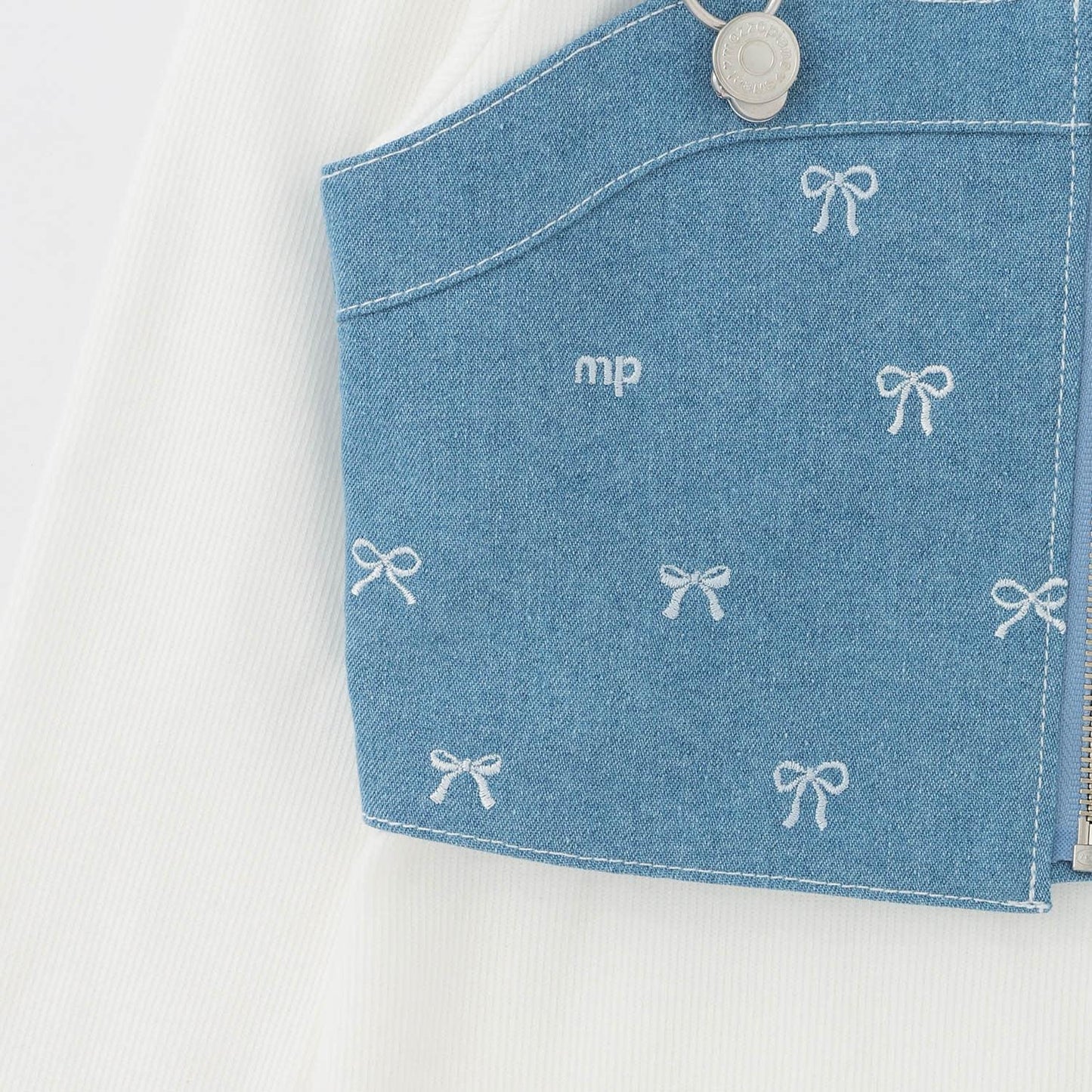 熱門商品補貨 直營店無售 蝴蝶結刺繡 束胸上衣+長袖T恤 套裝