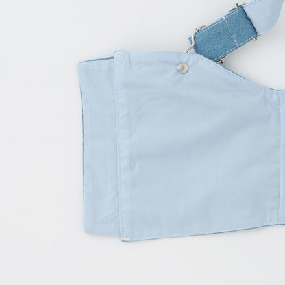 熱門商品補貨 直營店無售 蝴蝶結刺繡 束胸上衣+長袖T恤 套裝