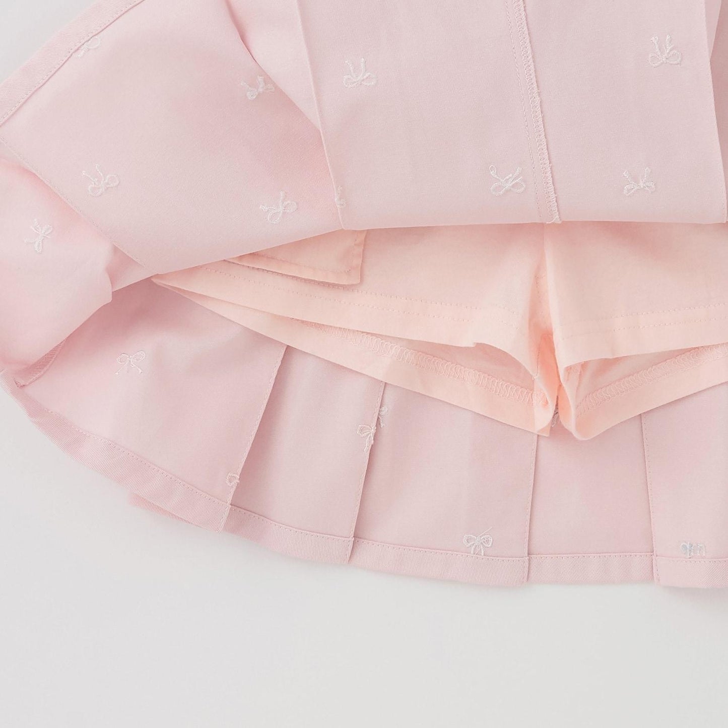 蝴蝶結刺繡花卉圖案 折褶 裙褲