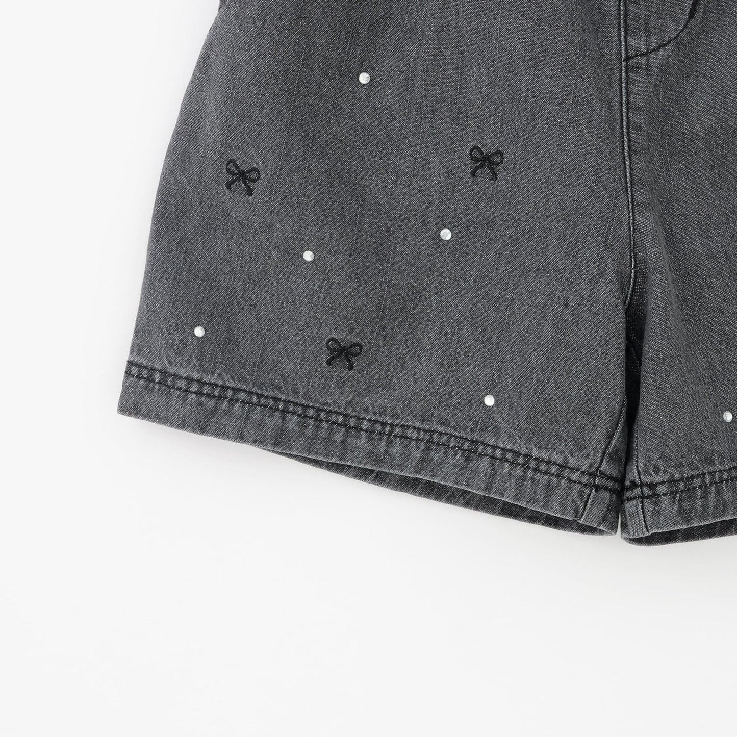 蝴蝶結刺繡水鑽短褲