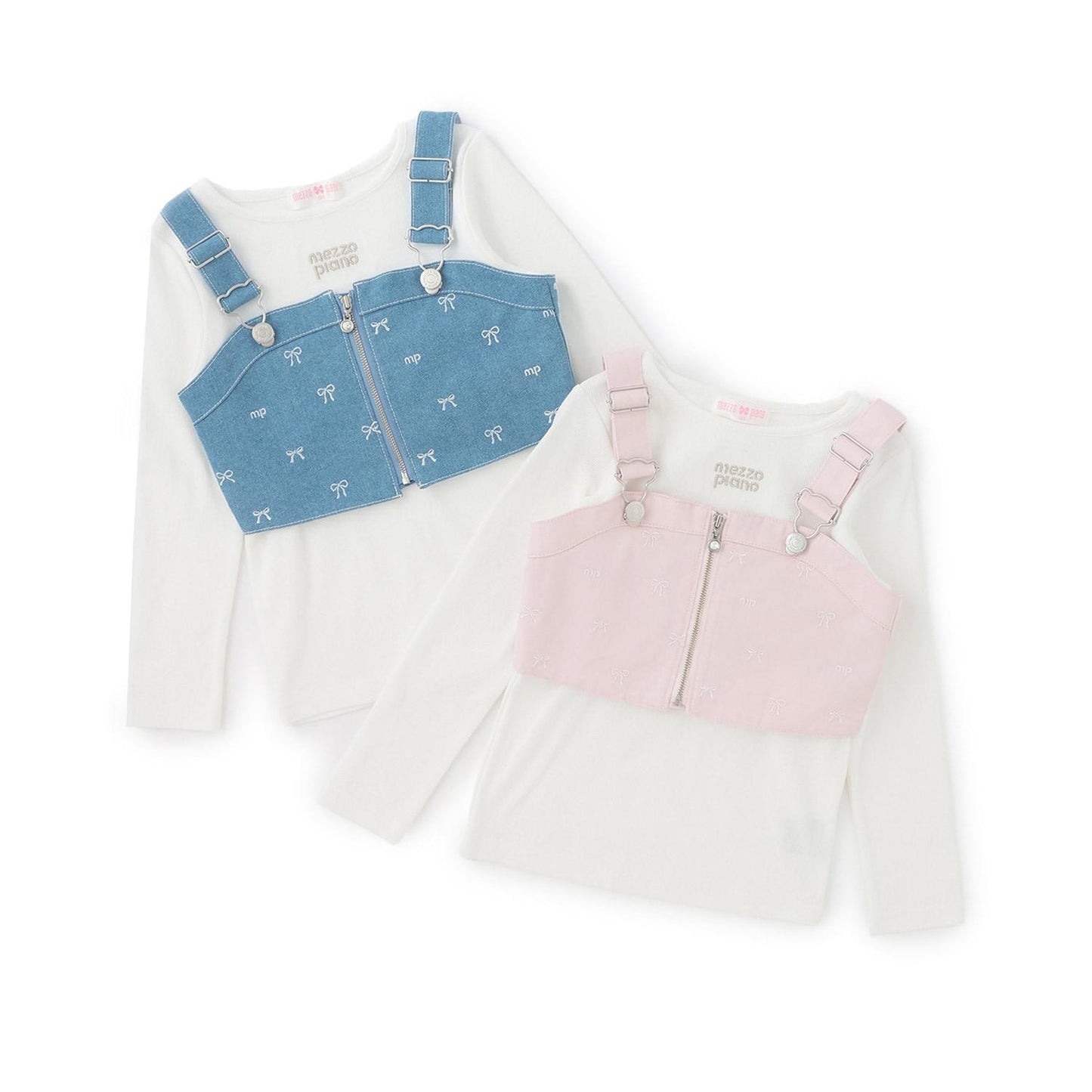 熱門商品補貨 直營店無售 蝴蝶結刺繡 束胸上衣+長袖T恤 套裝