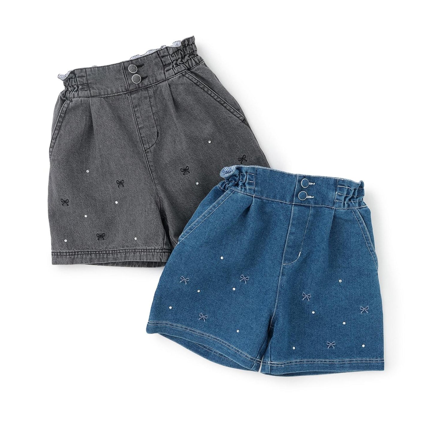 蝴蝶結刺繡水鑽短褲