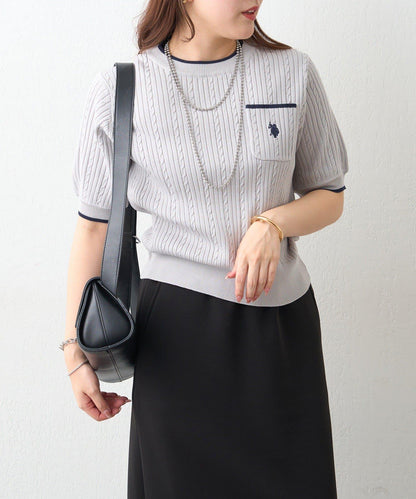 U.S.POLOASSN. 麻花紋口袋設計針織套頭衫