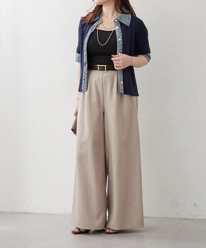 清爽休閒風牛仔拼接針織開衫