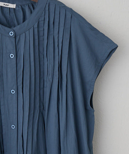 輕盈面料 法式短袖 褶皺 連衣裙