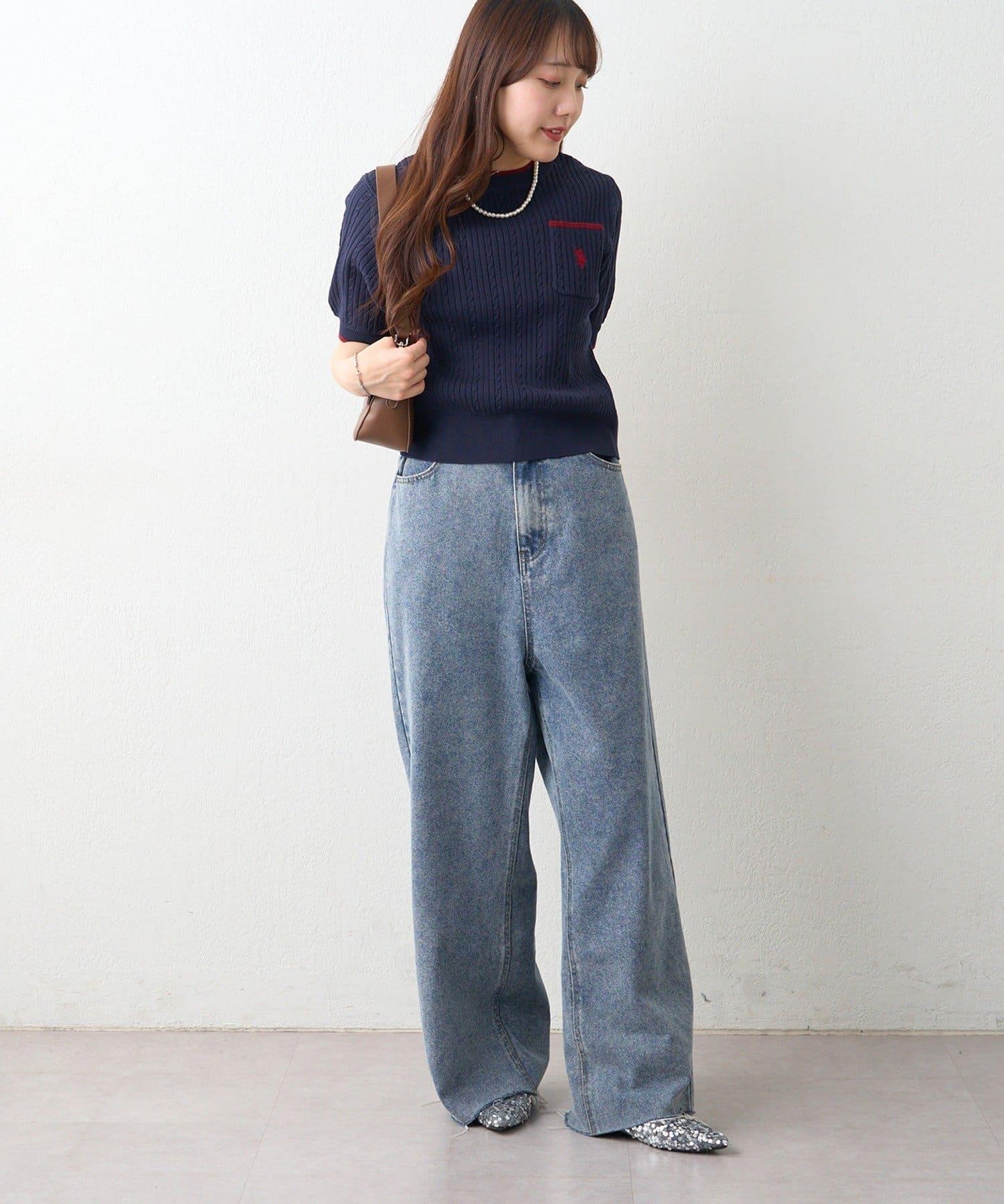 U.S.POLOASSN. 麻花紋口袋設計針織套頭衫