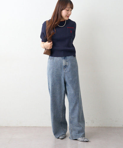 U.S.POLOASSN. 麻花紋口袋設計針織套頭衫