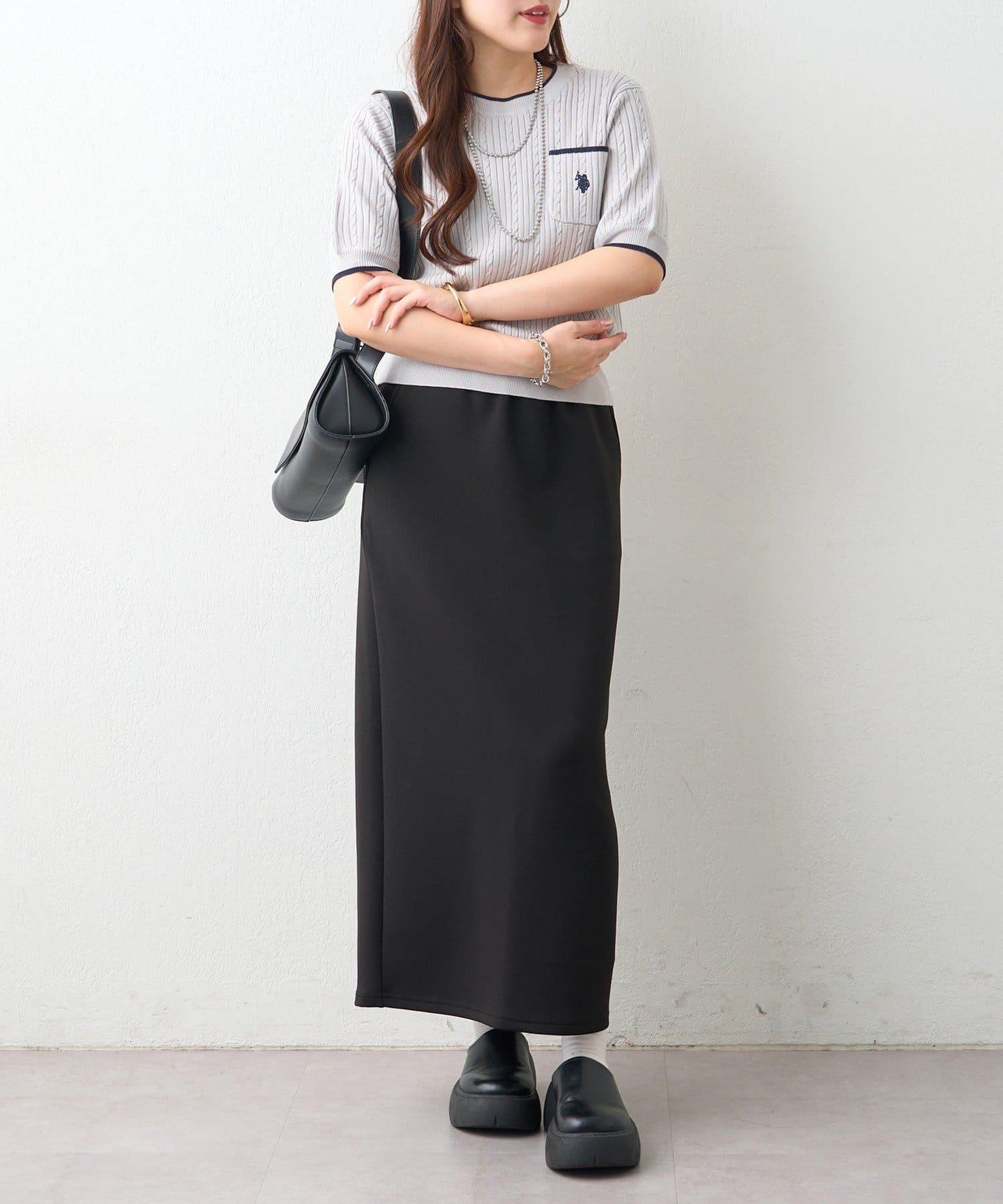 U.S.POLOASSN. 麻花紋口袋設計針織套頭衫