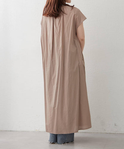 輕盈面料 法式短袖 褶皺 連衣裙