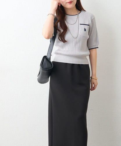 U.S.POLOASSN. 麻花紋口袋設計針織套頭衫