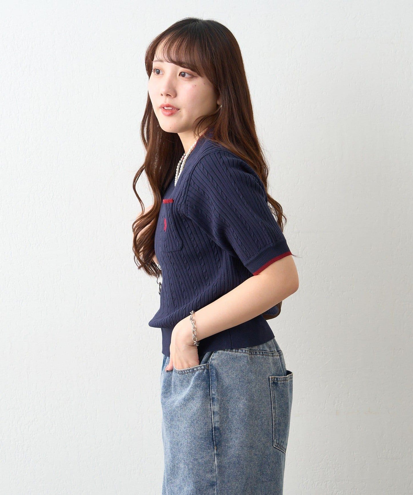 U.S.POLOASSN. 麻花紋口袋設計針織套頭衫