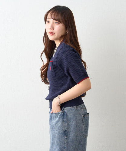 U.S.POLOASSN. 麻花紋口袋設計針織套頭衫