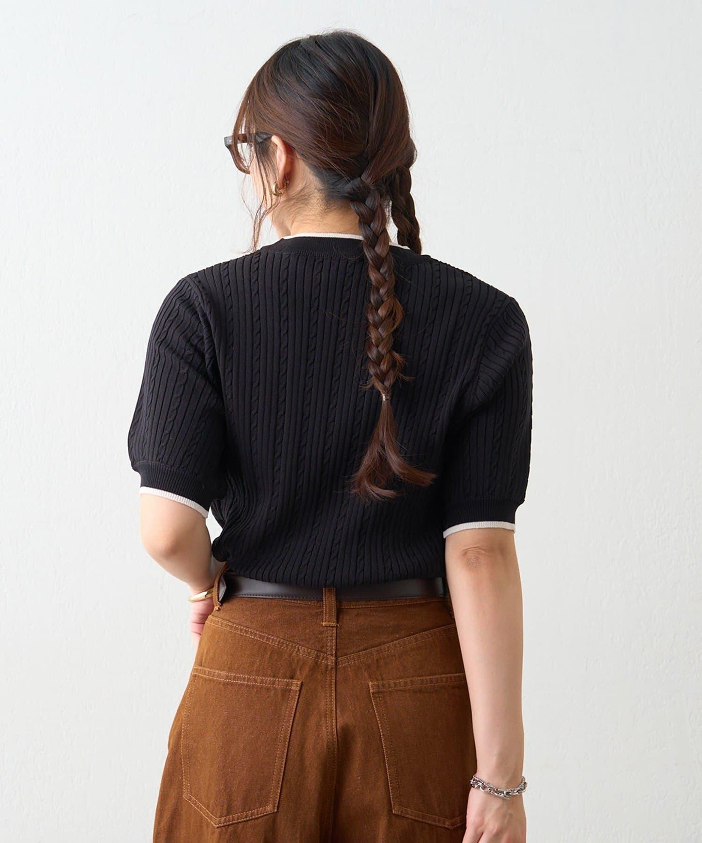 U.S.POLOASSN. 麻花紋口袋設計針織套頭衫