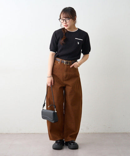 U.S.POLOASSN. 麻花紋口袋設計針織套頭衫