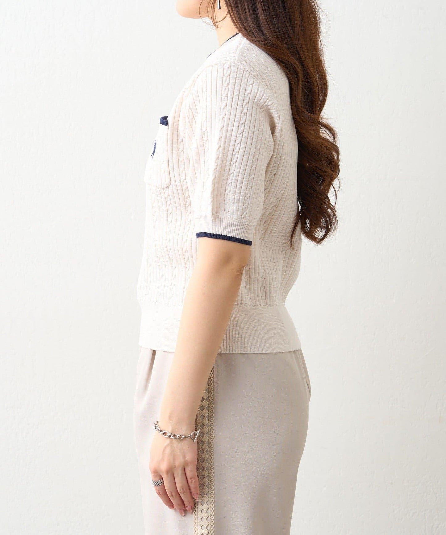 U.S.POLOASSN. 麻花紋口袋設計針織套頭衫