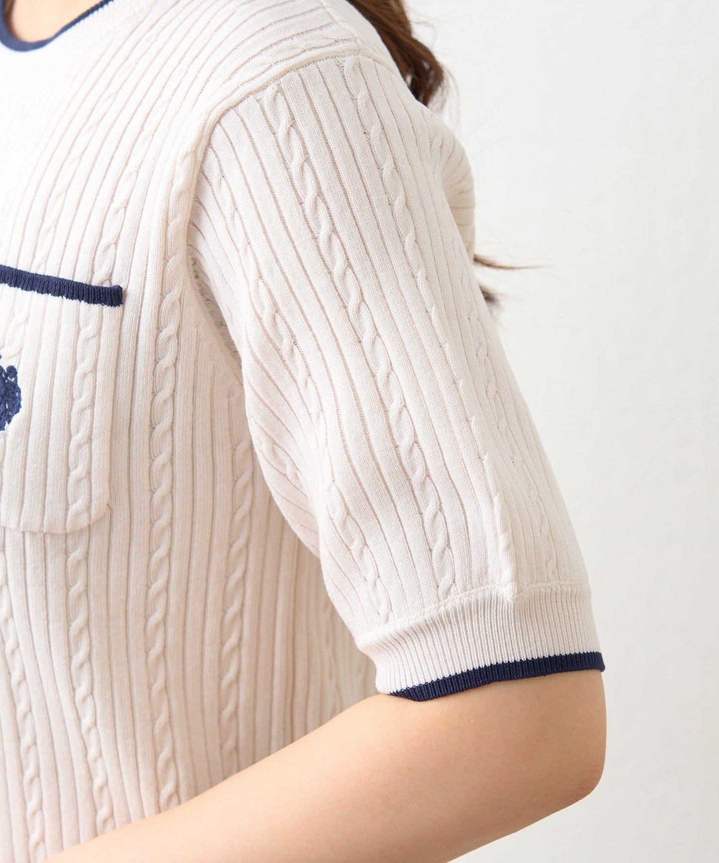 U.S.POLOASSN. 麻花紋口袋設計針織套頭衫