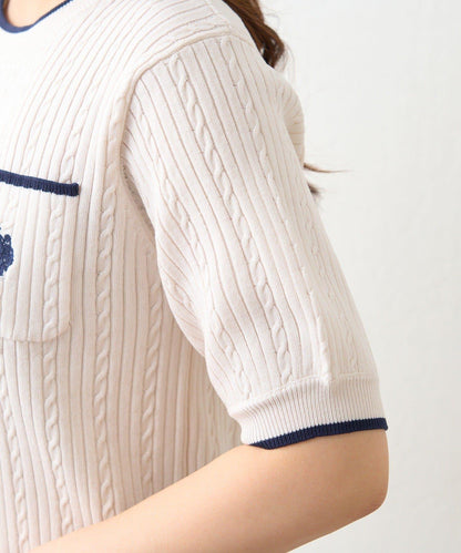 U.S.POLOASSN. 麻花紋口袋設計針織套頭衫