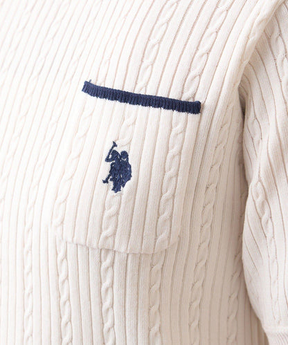 U.S.POLOASSN. 麻花紋口袋設計針織套頭衫