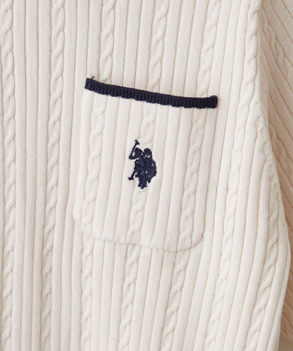 U.S.POLOASSN. 麻花紋口袋設計針織套頭衫
