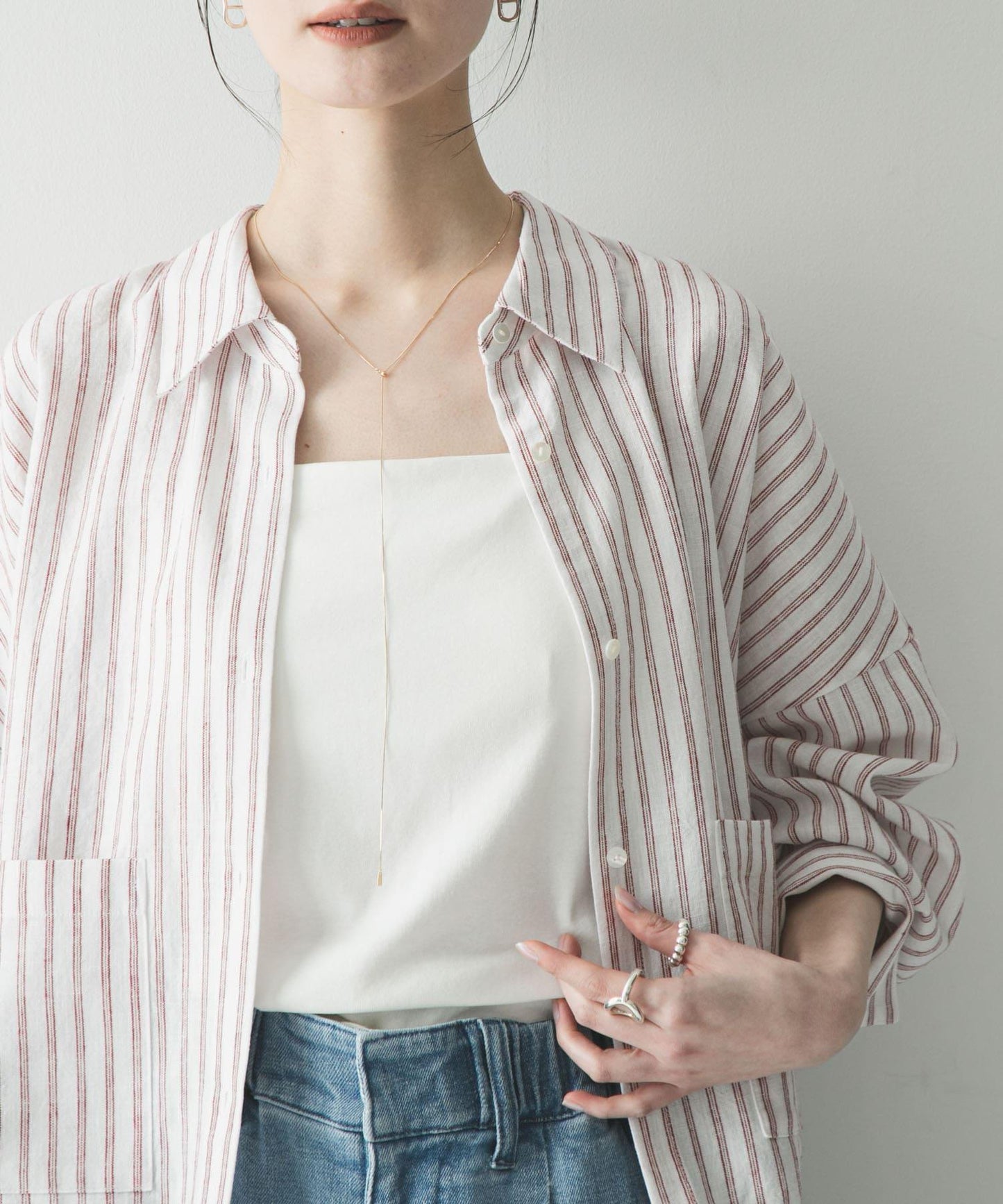 亞麻人造絲寬鬆短款襯衫