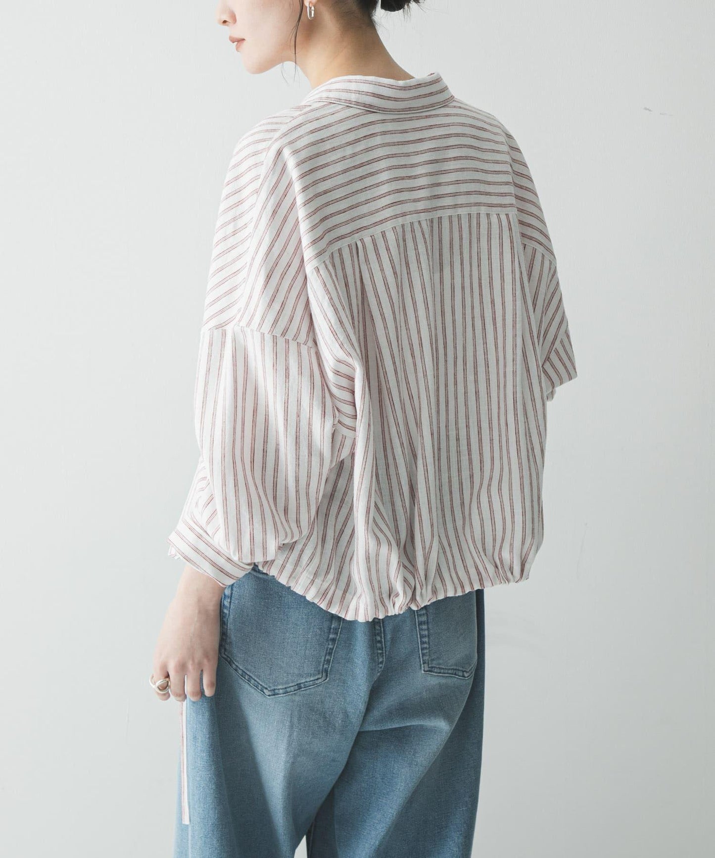 亞麻人造絲寬鬆短款襯衫