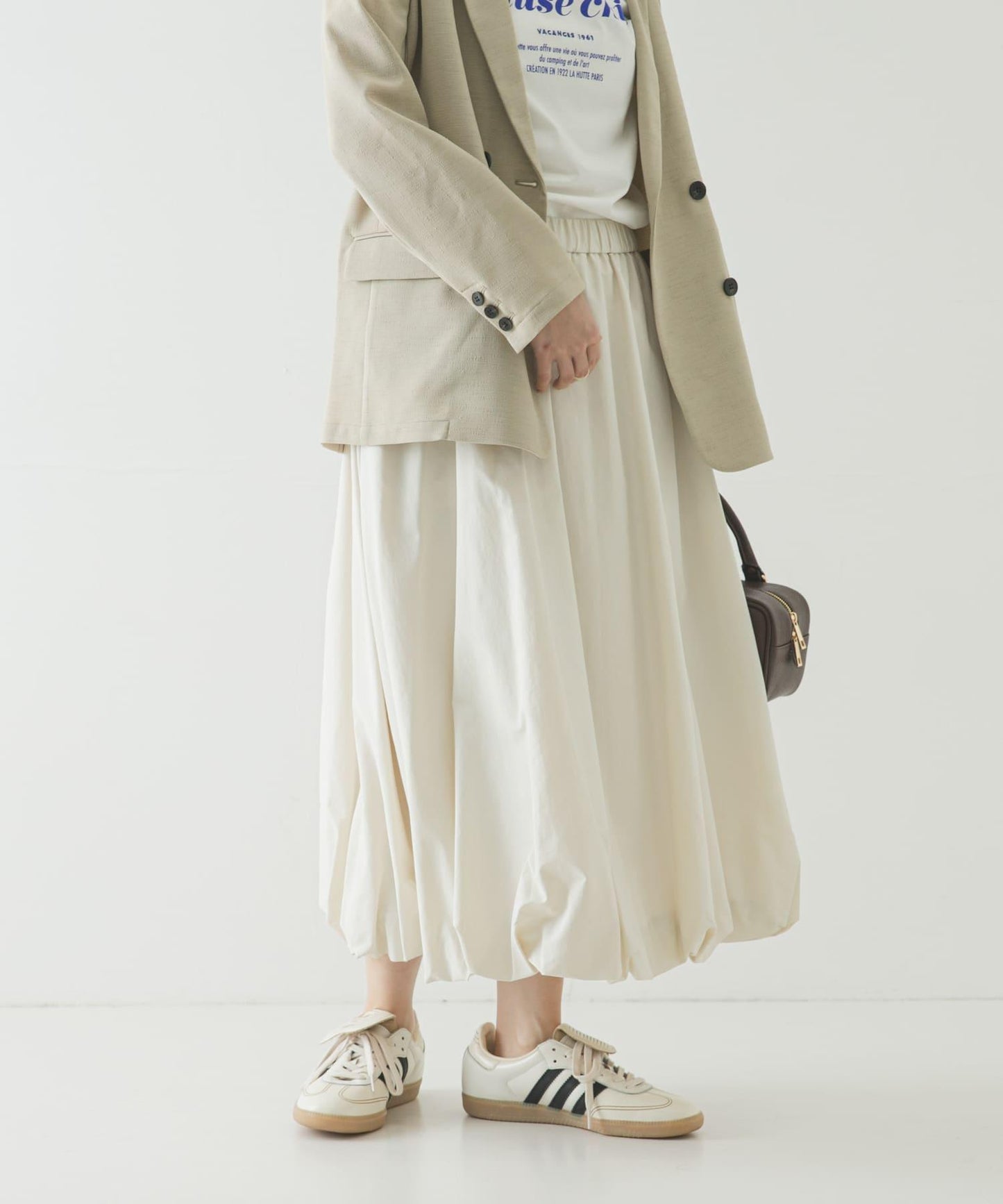 氣球廓形褶皺半身裙