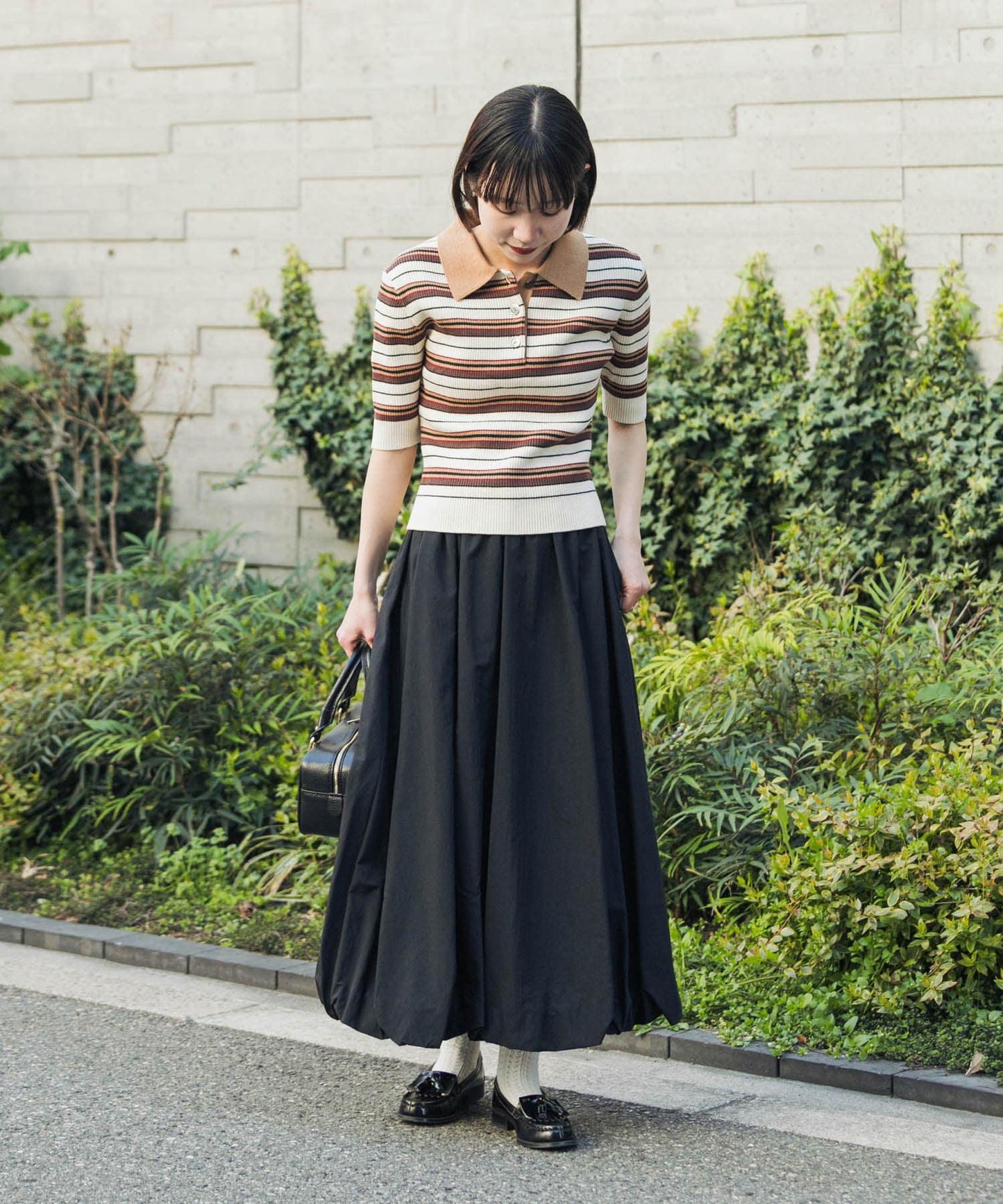 氣球廓形褶皺半身裙