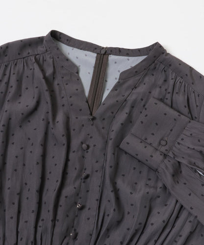 腰部抽褶圓點連衣裙