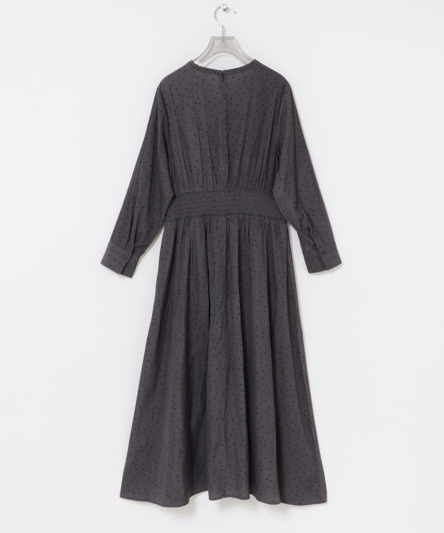 腰部抽褶圓點連衣裙