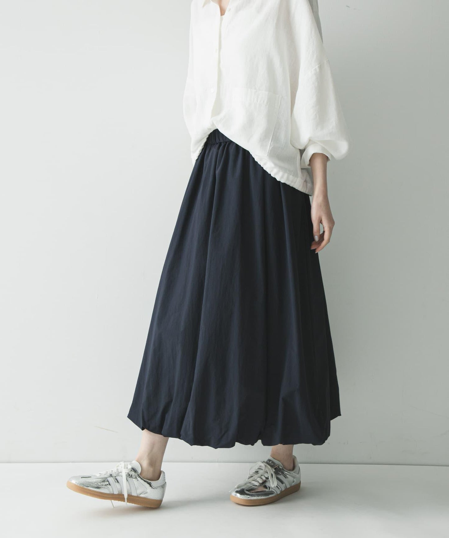 氣球廓形褶皺半身裙