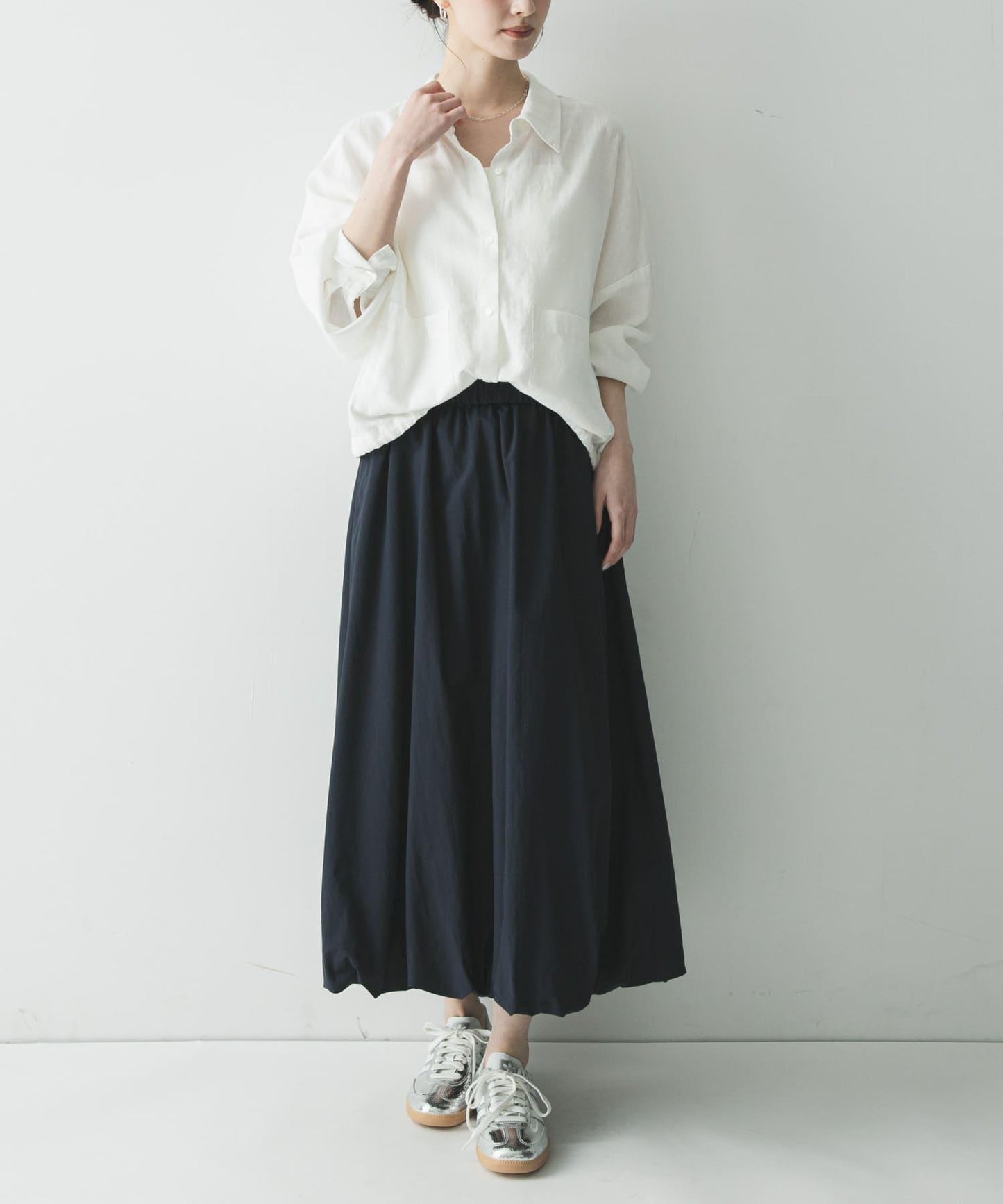 氣球廓形褶皺半身裙