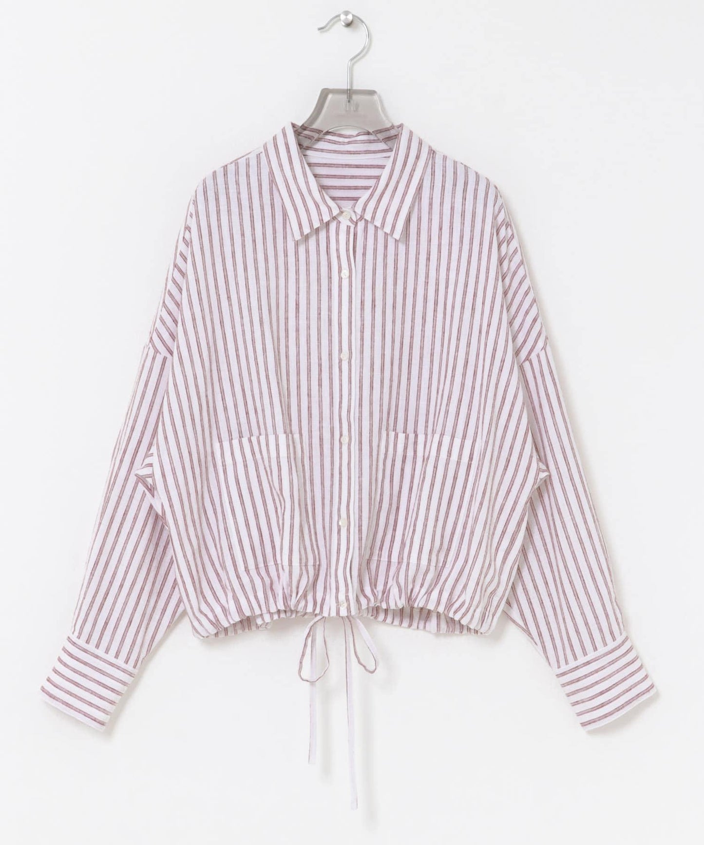 亞麻人造絲寬鬆短款襯衫