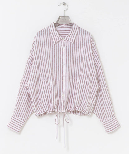 亞麻人造絲寬鬆短款襯衫