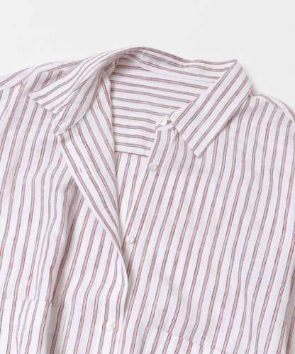 亞麻人造絲寬鬆短款襯衫