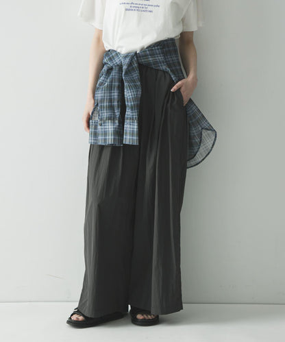 UR TECH 抽褶寬鬆 彈力面料 闊腿褲