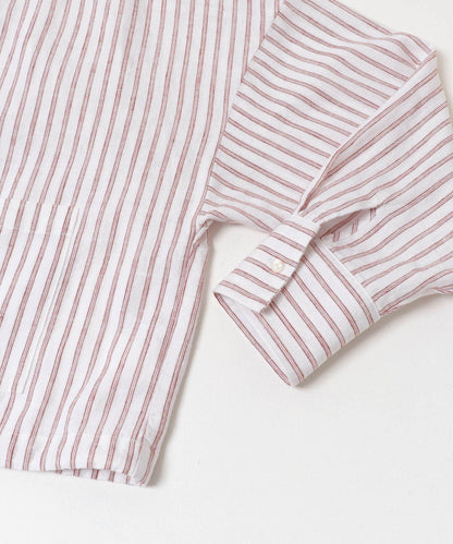 亞麻人造絲寬鬆短款襯衫