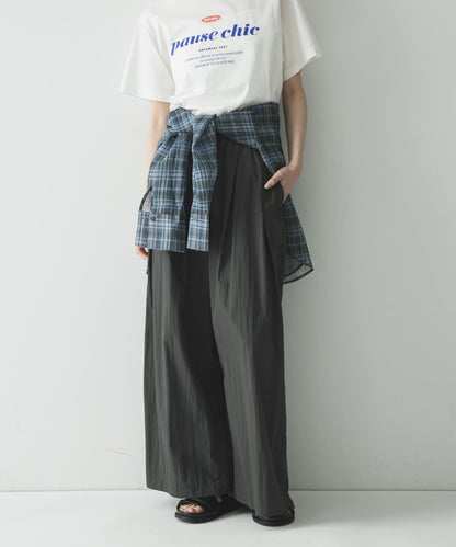 UR TECH 抽褶寬鬆 彈力面料 闊腿褲