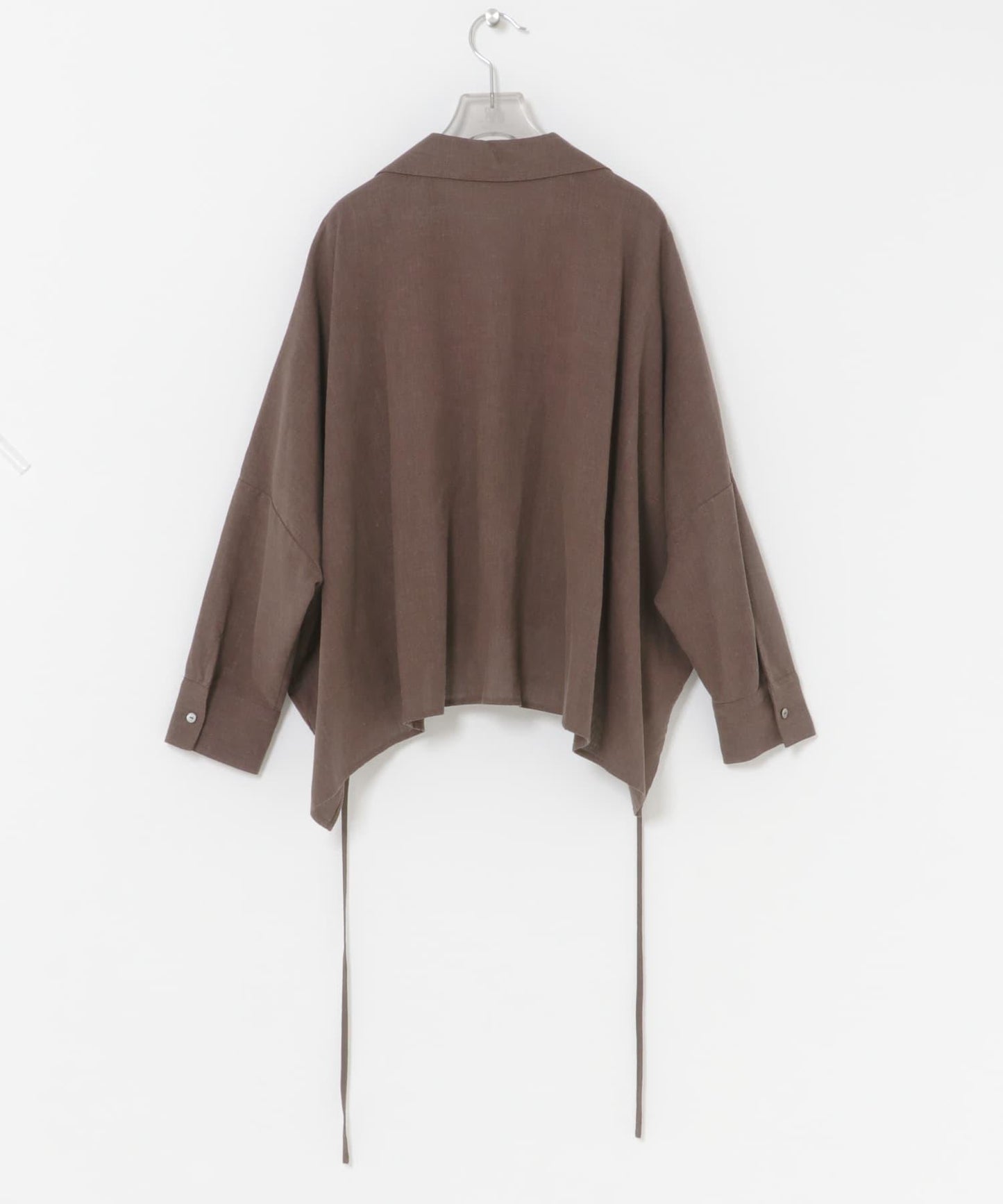 亞麻人造絲抽褶下襬襯衫