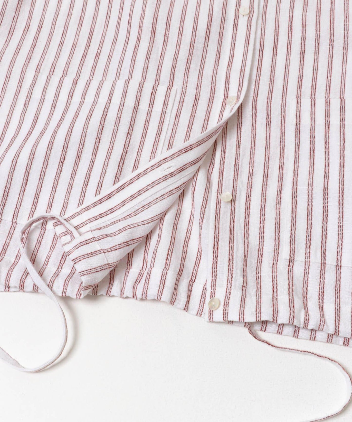 亞麻人造絲寬鬆短款襯衫